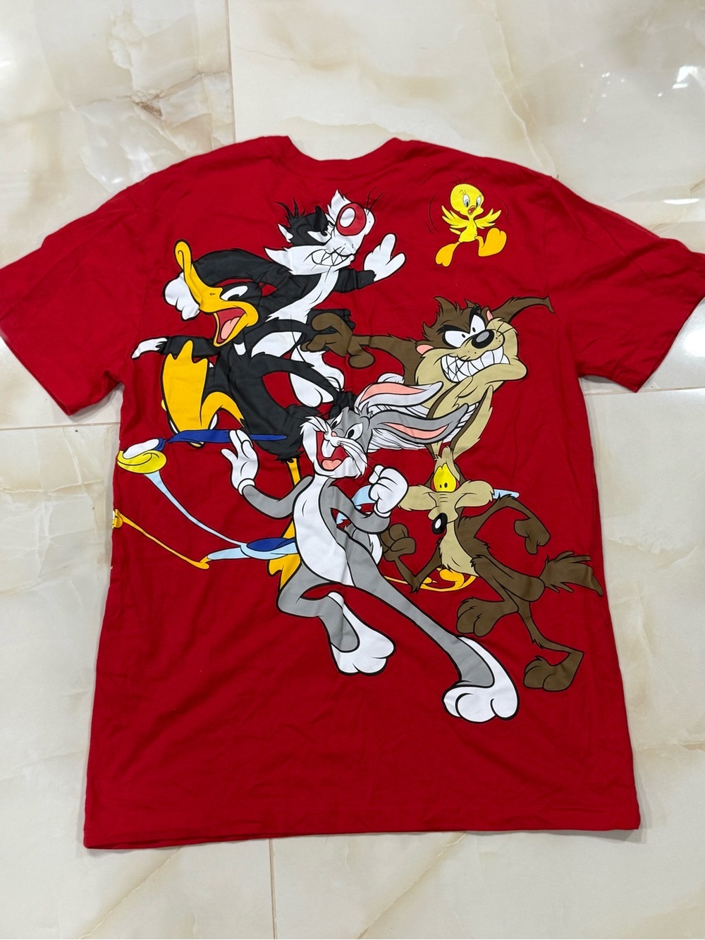 Warner Bros. Bright Red Tee with Classic Looney Tunes Cast
